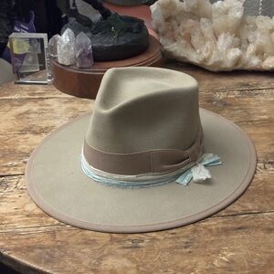 Teressa Foglia Tan 100x Beaver Felt Flat Brim Hat 7 56 Kemosabe Nick Fouquet